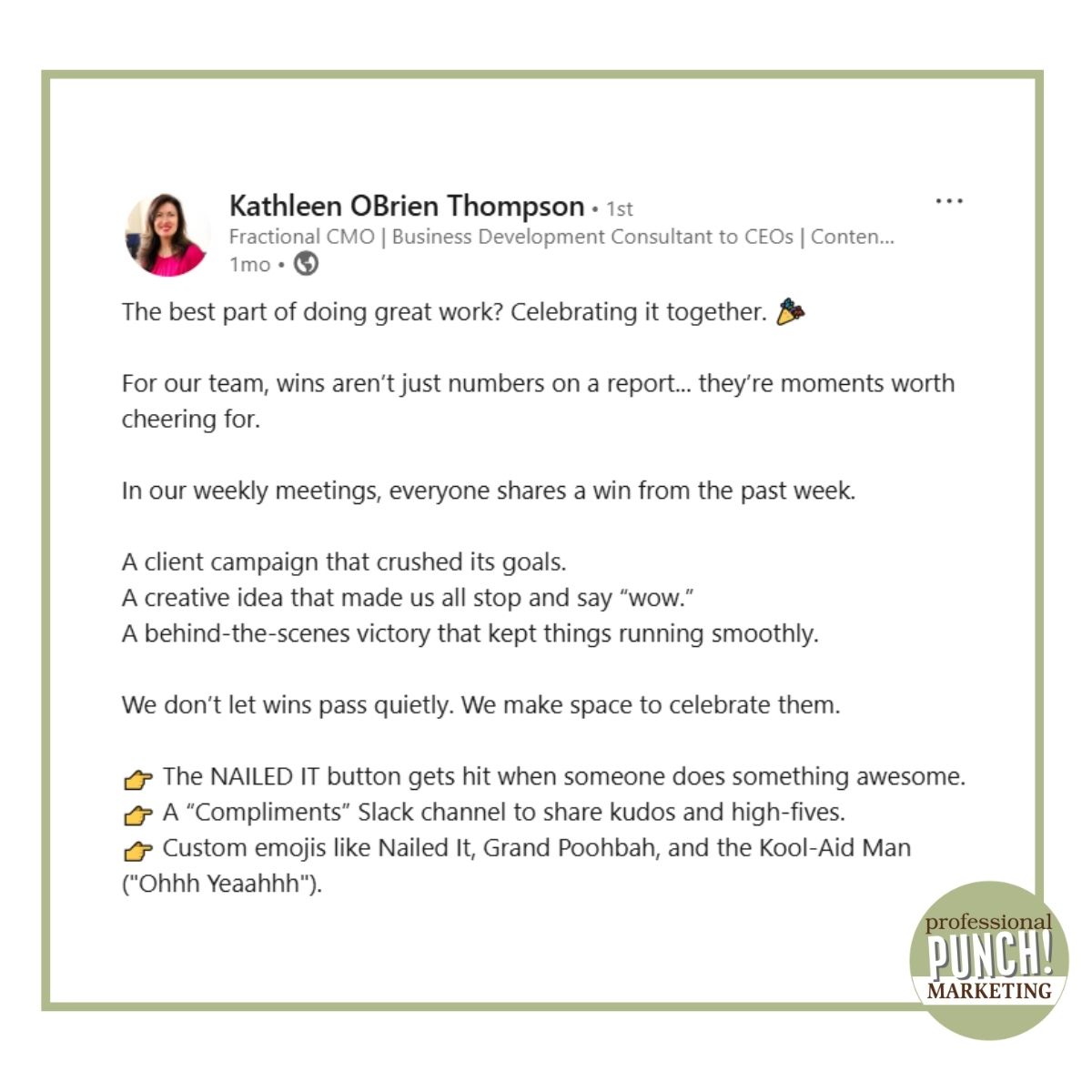 screenshot of BTS LinkedIn Post