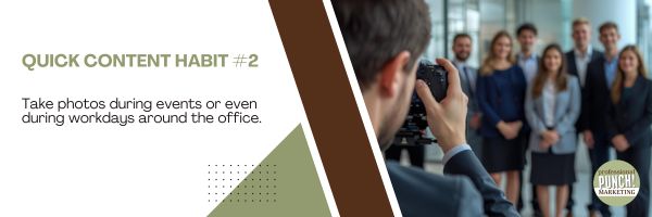 Photographer taking a picture of a group of professionals at business event