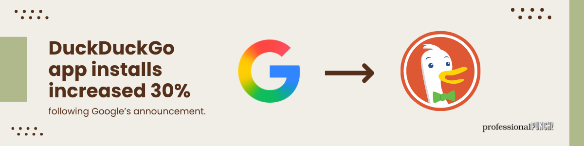 DuckDuckGo app installs increased 30% following Google's announcement